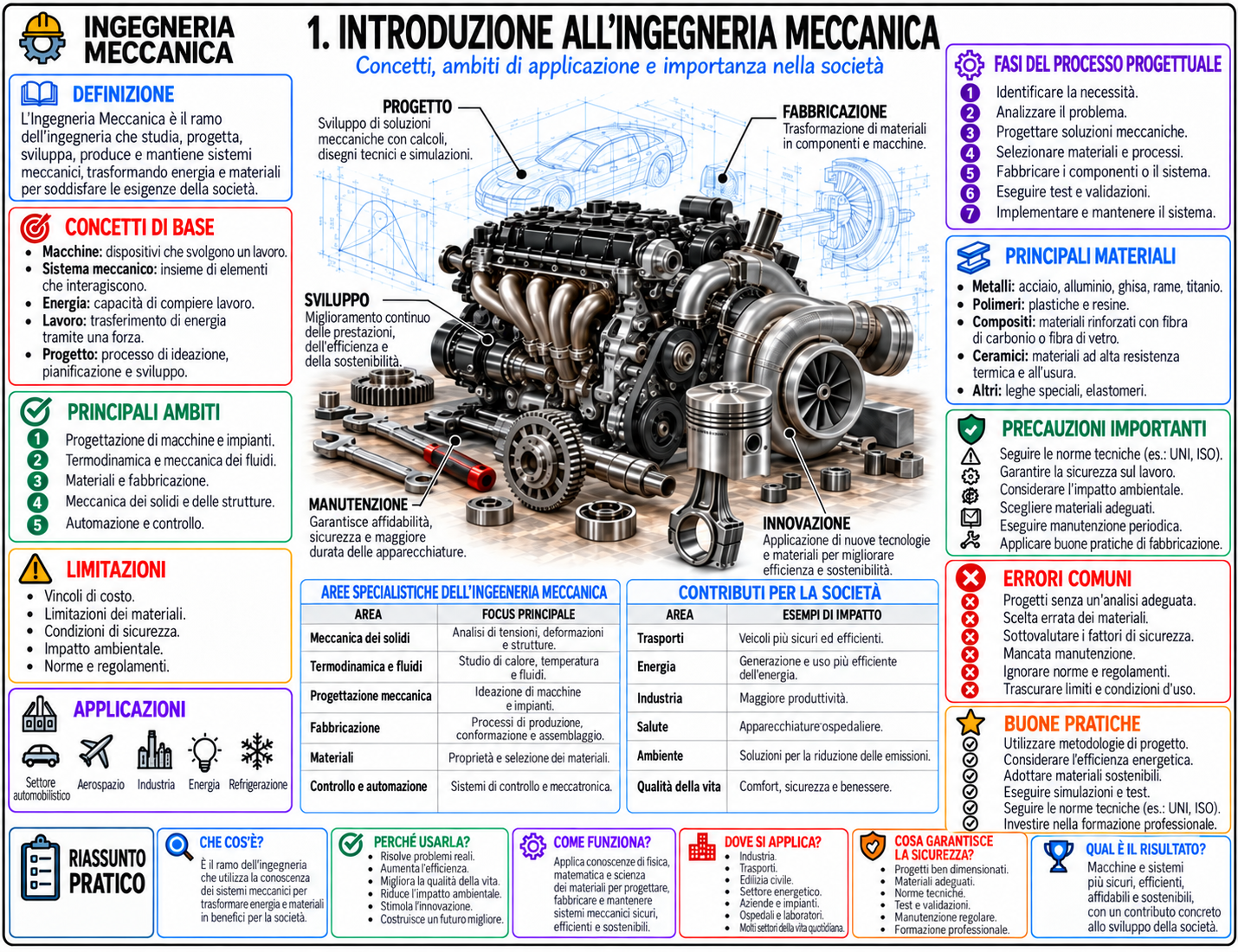 Mappa mentale di Ingegneria Meccanica (9/10)